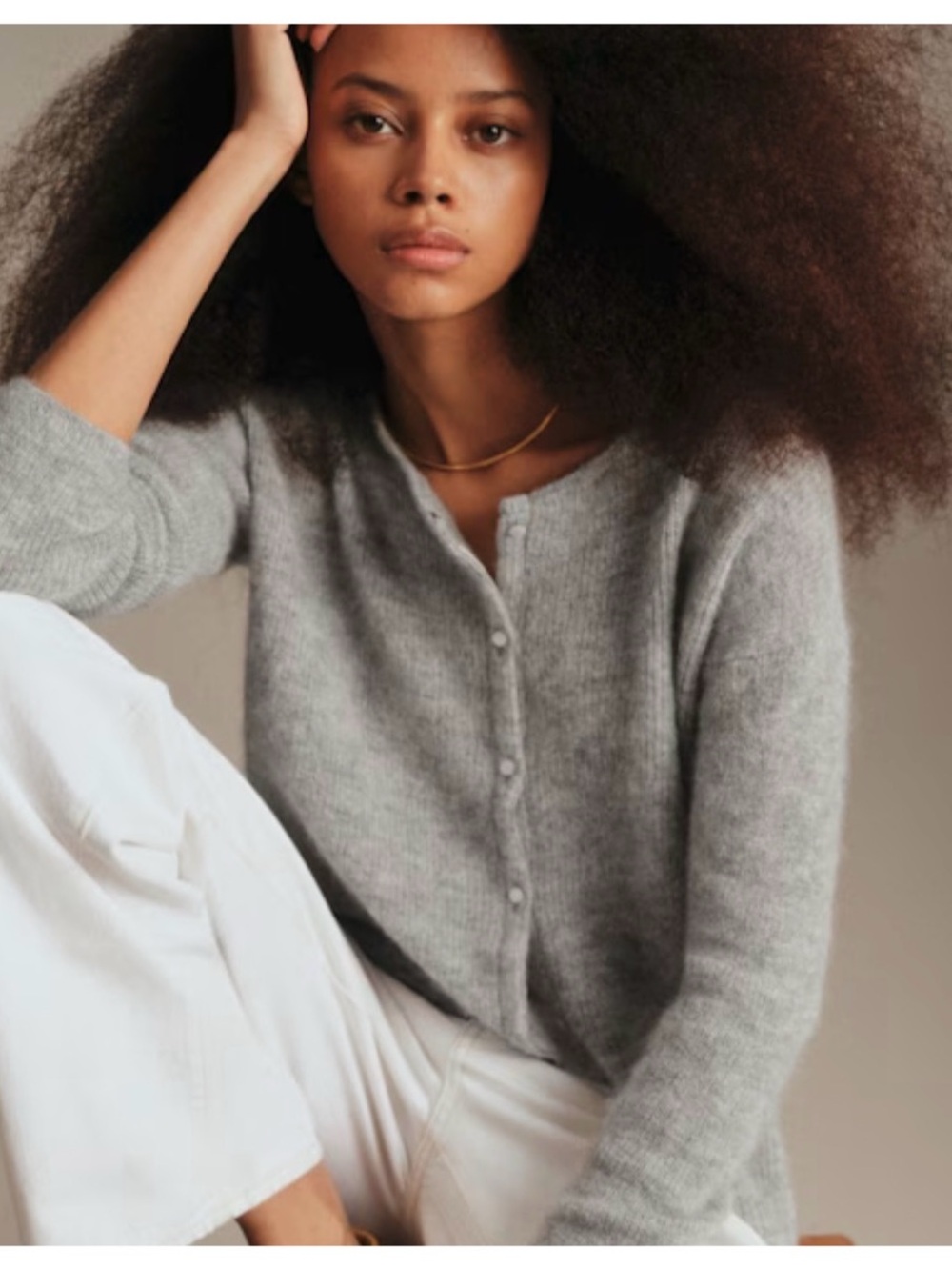 Soft Heather Gray Button-Front Women's Sweater